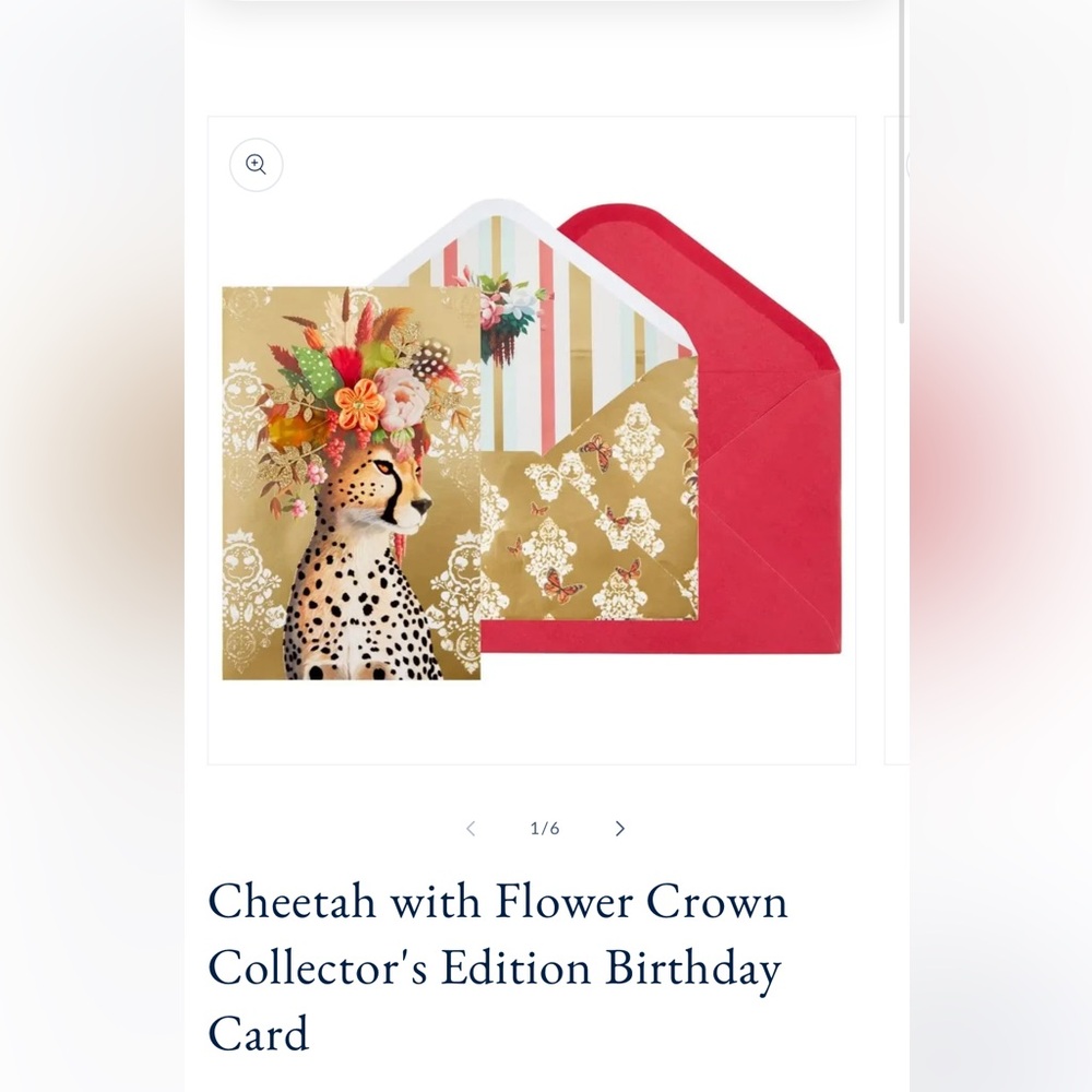Nique Cheetah Greeting Card Set with Red and Gold Accents